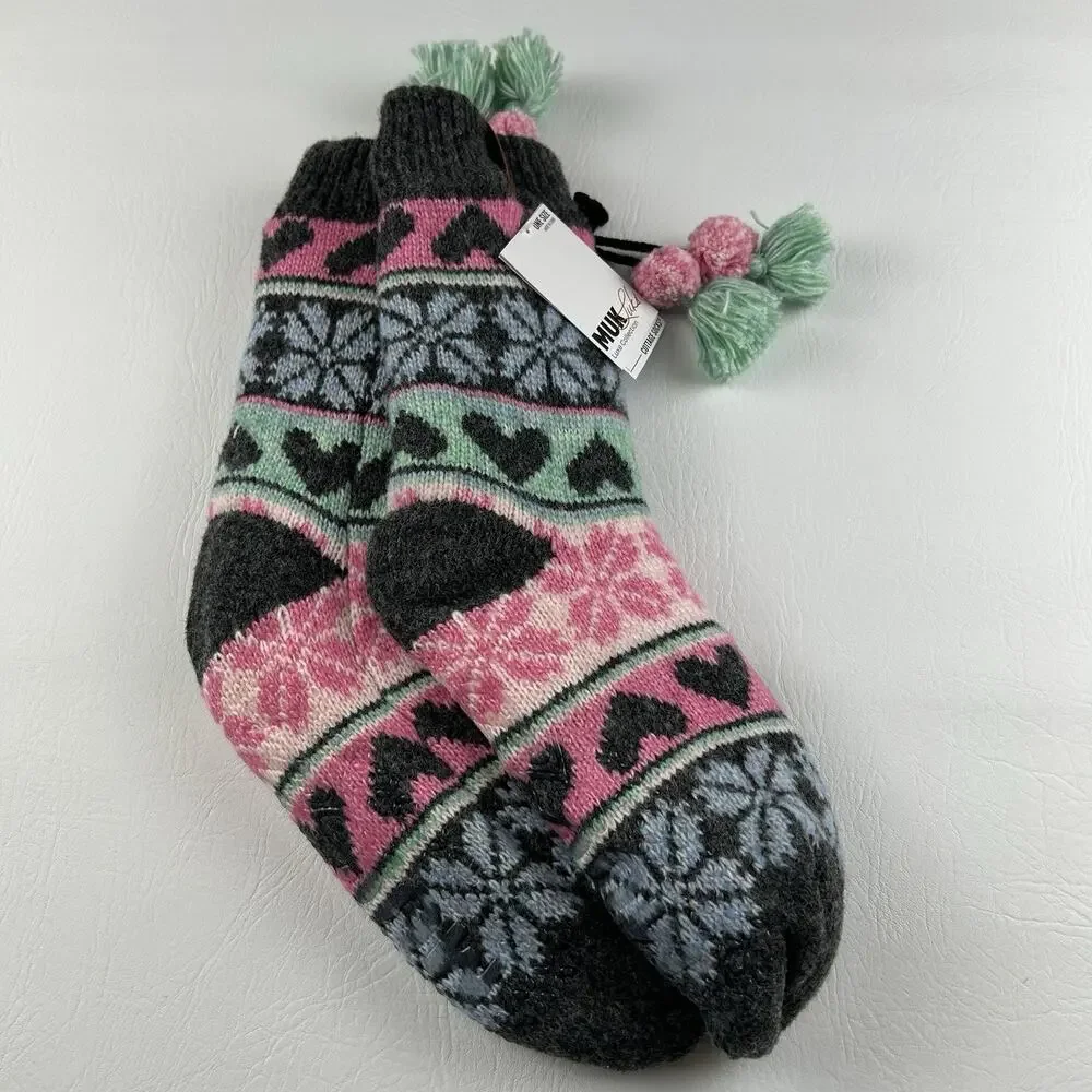 MUK LUKS Luxe Collection Cottage Socks Womens 6-10 Non Slip NWT